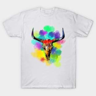 Watercolor Bull Skull T-Shirt